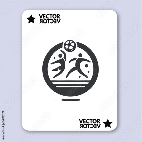 People play beach soccer. Active sports sea sandy coast. Guys pass ball each other on tropical beach. Open training for professionals and fun team game vacationers. Vector flat illustration isolated