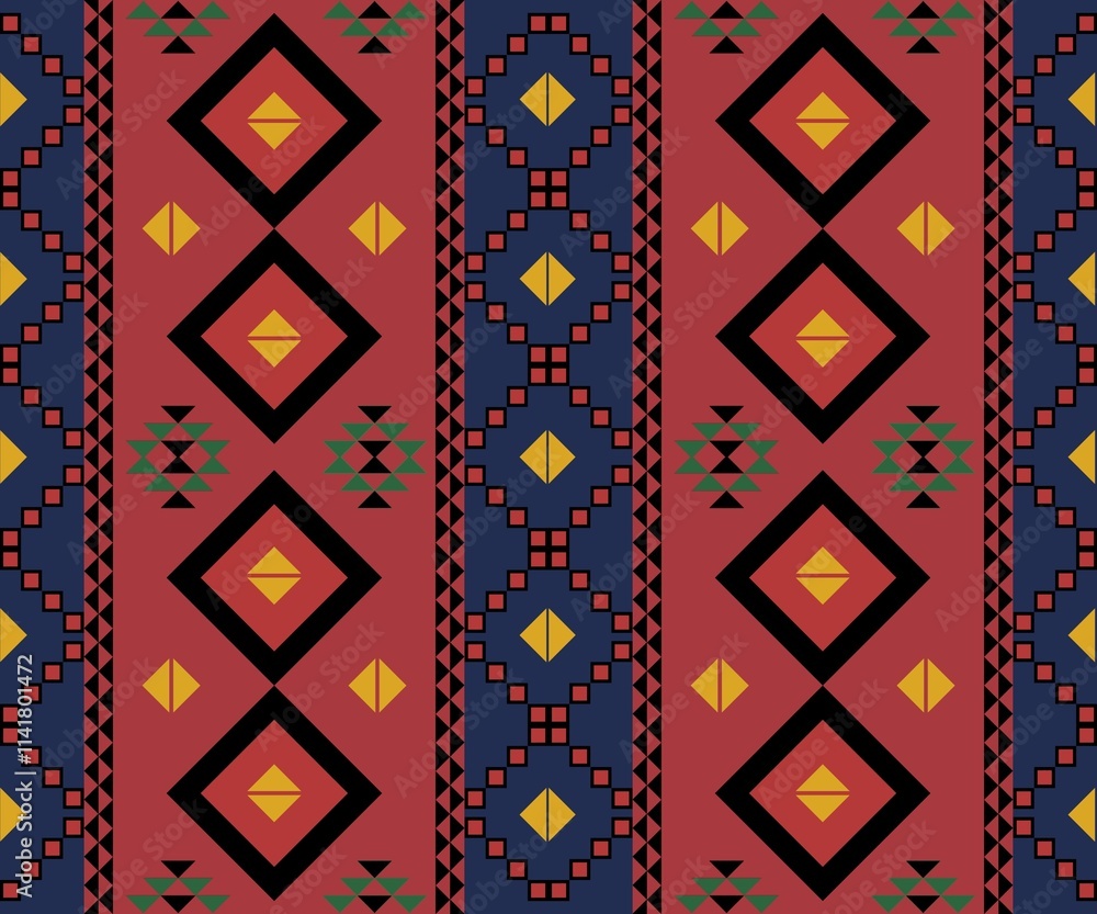 Fototapeta premium native pattern native pattern Designed for native style geometric shape background fabric carpet ikat tribal batik vector illustration pattern