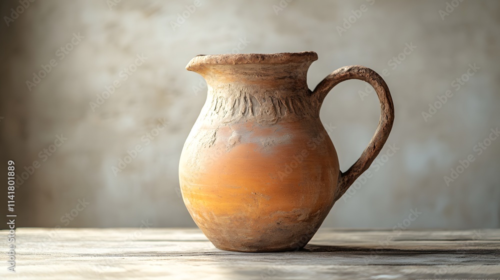 Beautifully crafted traditional clay pitcher with natural textures, representing the timeless beauty of pottery Beautifully crafted traditional clay pitcher with natural textures, representing the timeless beauty of pottery