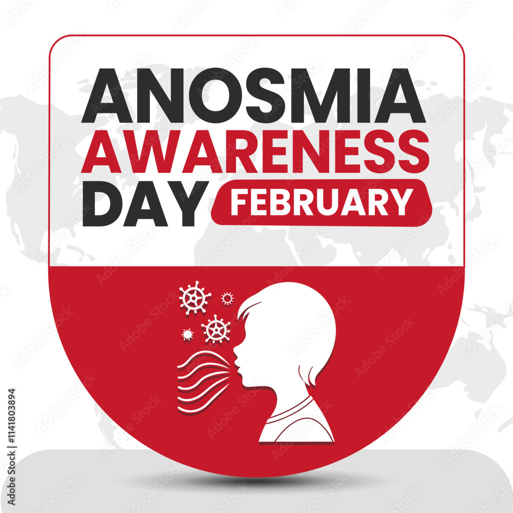 Fototapeta premium ANOSMIA AWARENESS DAY social media post Vector Illustration on february