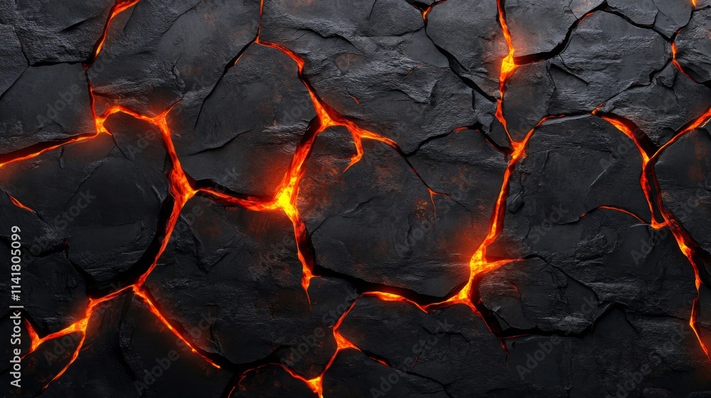 Molten Lava Flows Through Cracked Volcanic Rock Molten Lava Flows Through Cracked Volcanic Rock