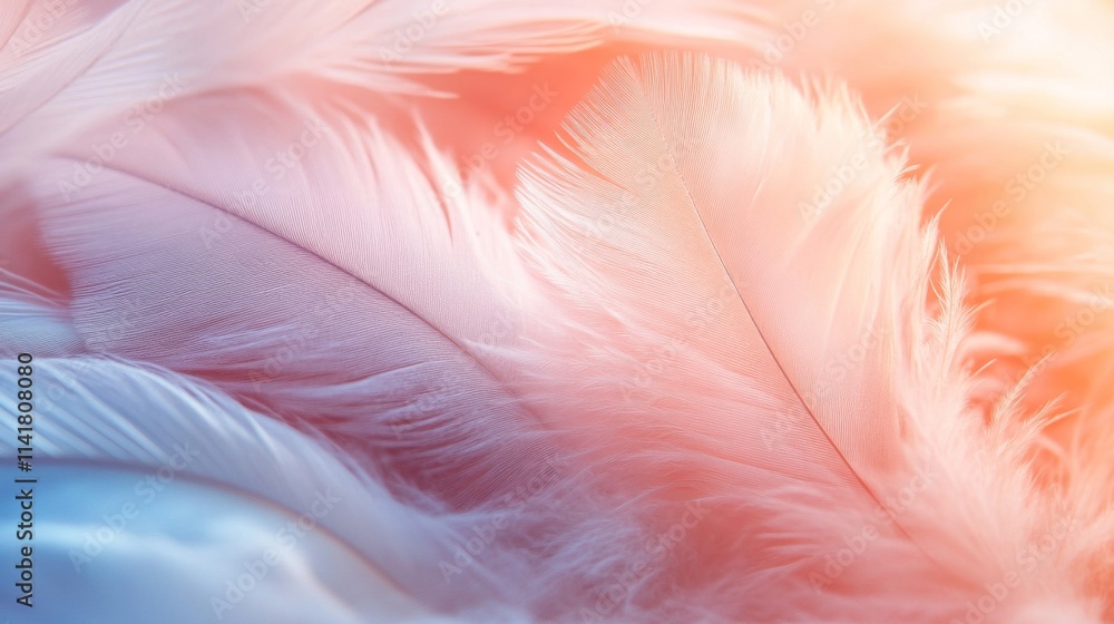 Fototapeta premium Soft Pastel Pink and Blue Bird Feathers