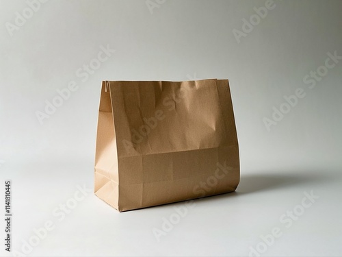 Empty Kraft Paper Bag for advertising and branding isolated on white Background. Mock up.