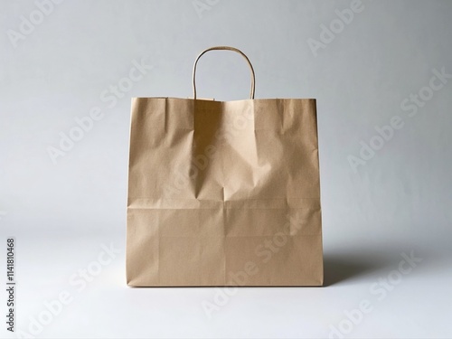 Obraz na płótnie Empty Kraft Paper Bag for advertising and branding isolated on white Background. Mock up. w salonie