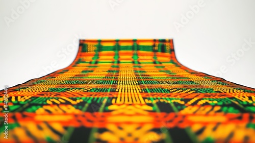 Vibrant traditional African fabric with a bold pattern photo