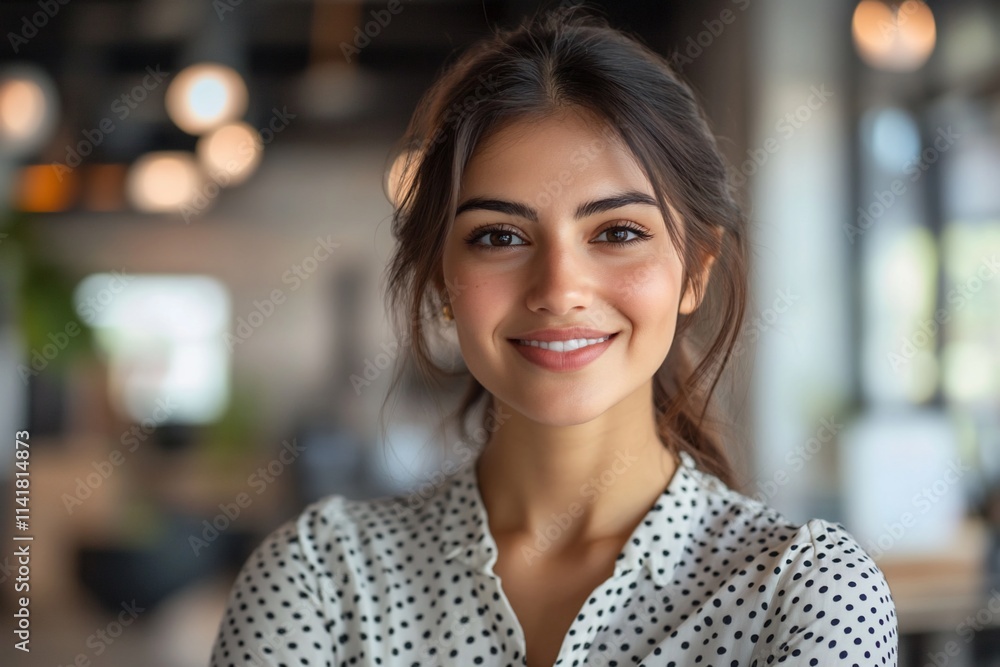 Portrait of a smiling young woman in a modern office. Portrait of a smiling young woman in a modern office.