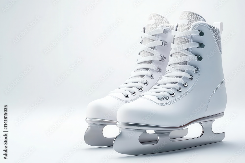 Pair of white ice skates isolated on white background Pair of white ice skates isolated on white background