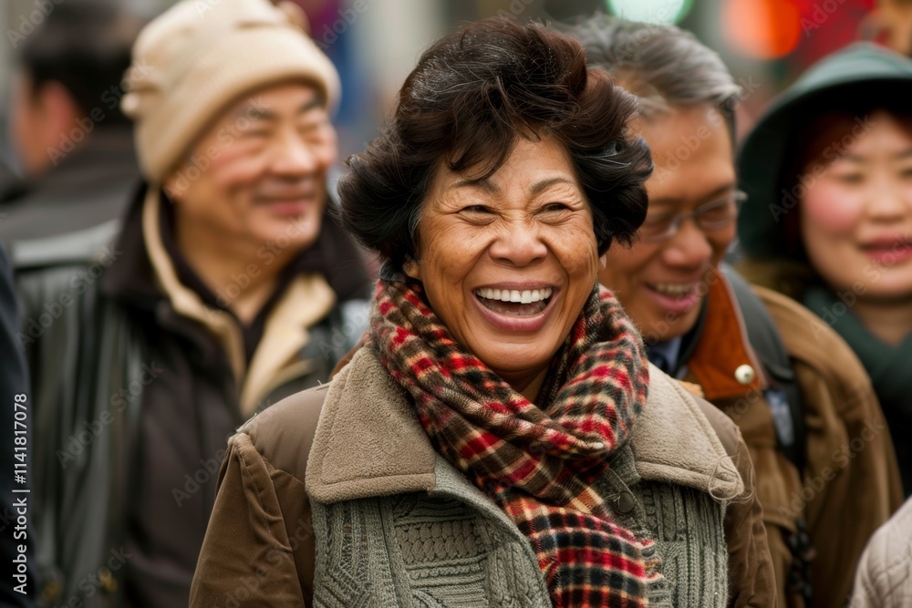 Asian senior woman smiling at the camera in Hong Kong, China. Asian senior woman smiling at the camera in Hong Kong, China.