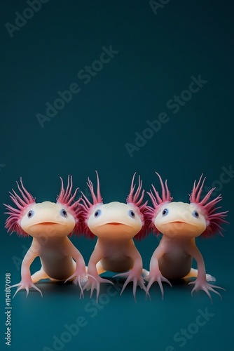 Funny Axolotl Figures Showcasing Merchandise for Seasonal Holiday Sale Promotion photo