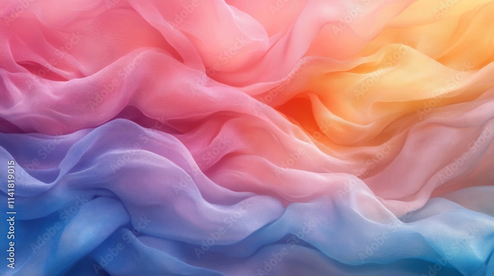 Fototapeta premium Pastel Rainbow Ombre Silk Fabric Draped Softly