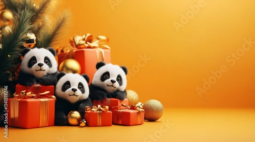 Funny Pandas Selling Festive Merchandise for Midyear Promotional Sales photo