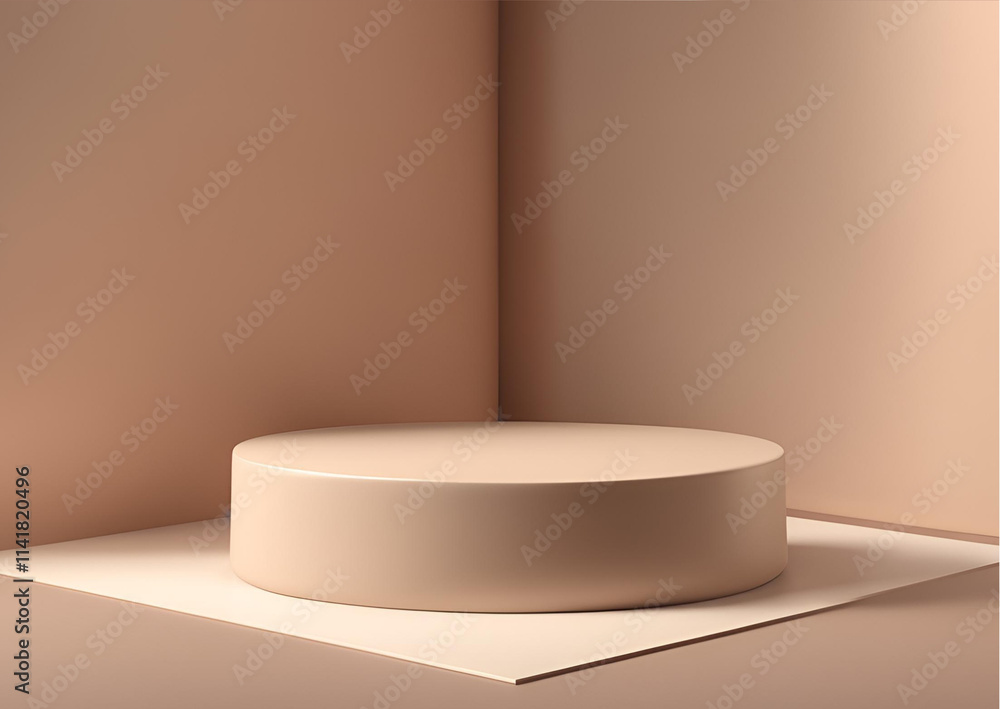 Minimal Beige Product Display Podium on Platform Minimal Beige Product Display Podium on Platform