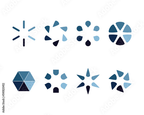 Collection Loading bar status icon. Vector illustration. Set of vector loaded icons. Download progress. Donload or Upload.