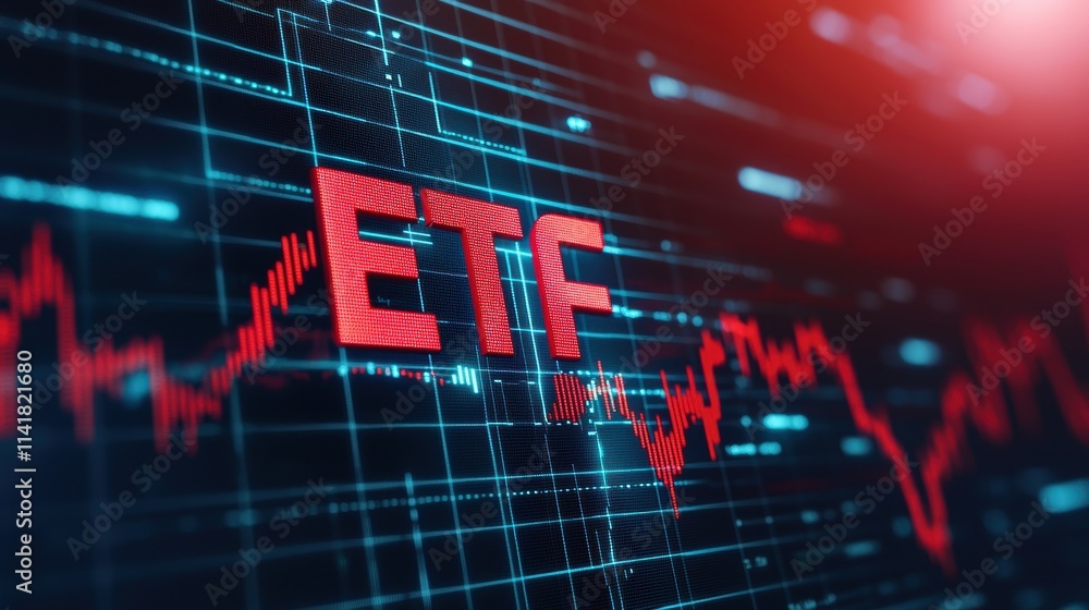 Obraz premium Etf market trends financial sector data visualization digital environment close-up investment insights