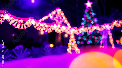 A creative light art piece depicting Christmas, in deep ultraviolet hues, vivid purples, high contrast, artistic lighting, and abstract patterns.jpg