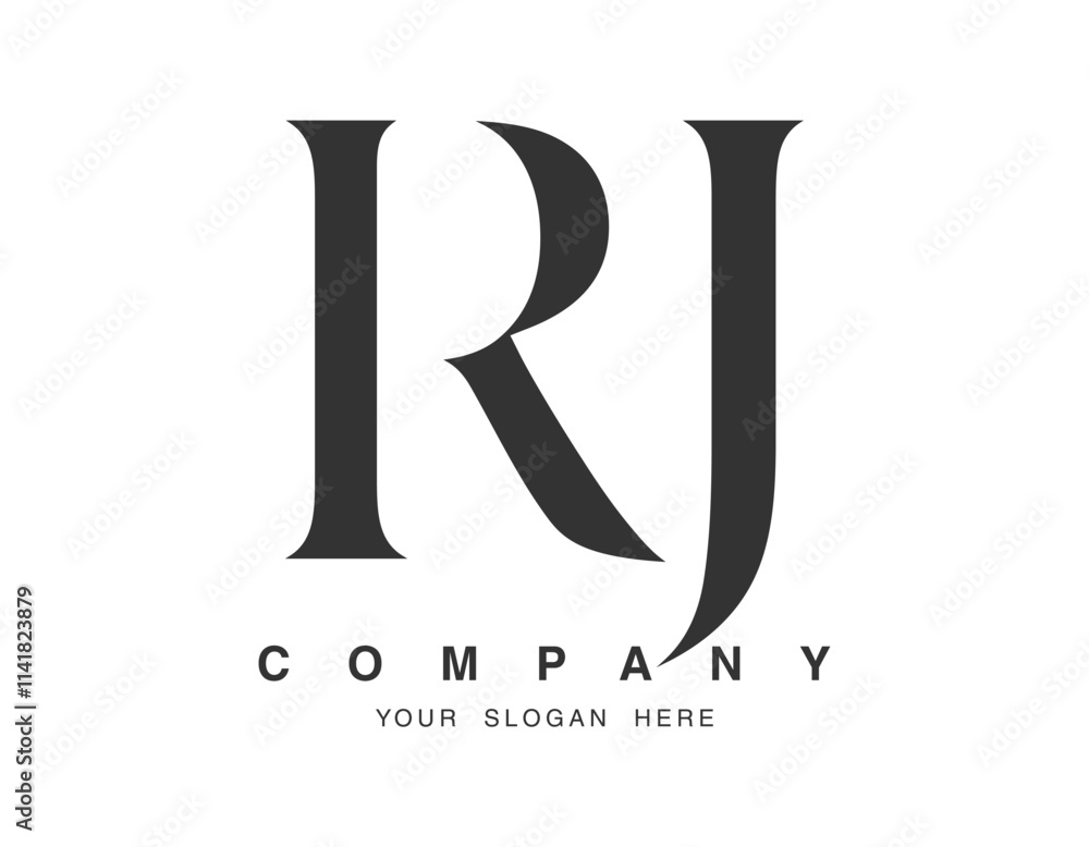 RJ logo design. Initial letter r and j serif font style. Creative classic company name typography. Trendy logotype or identity. RJ logo design. Initial letter r and j serif font style. Creative classic company name typography. Trendy logotype or identity.