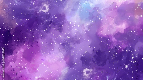 A vibrant watercolor depiction of a cosmic scene filled with stars and nebulae.