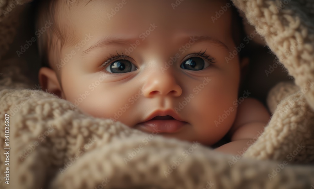 Adorable baby wrapped in a blanket Adorable baby wrapped in a blanket