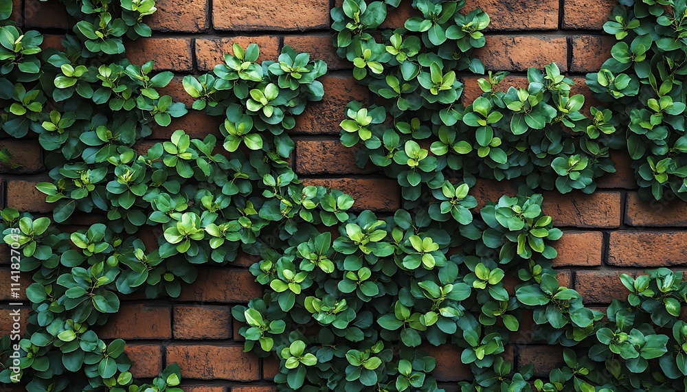 Lush Green Foliage Covering Brick Wall Lush Green Foliage Covering Brick Wall
