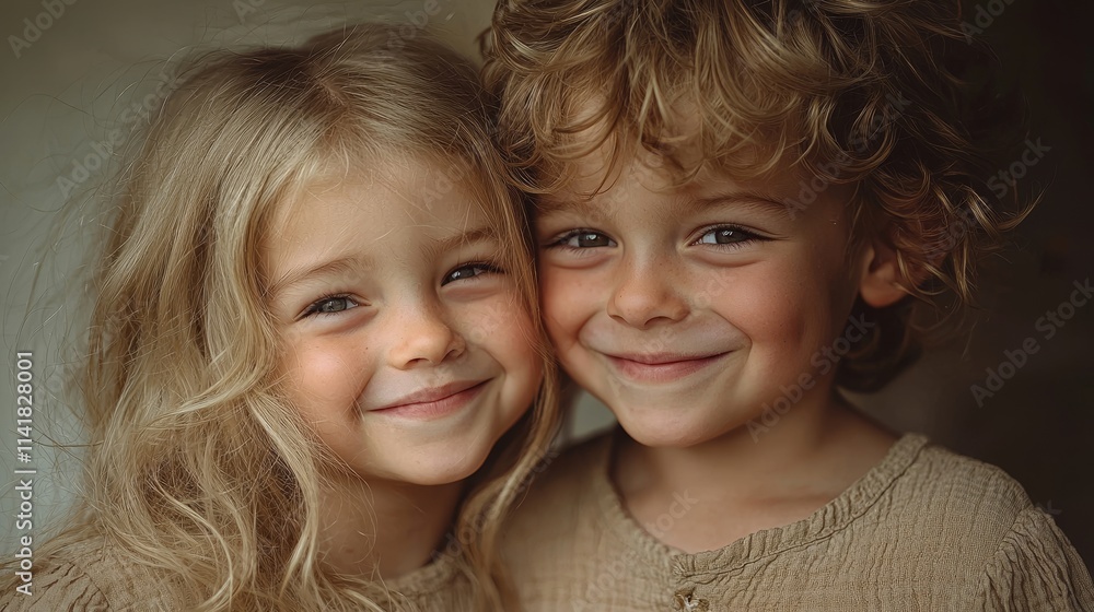 Joyful siblings sharing a warm smile Joyful siblings sharing a warm smile