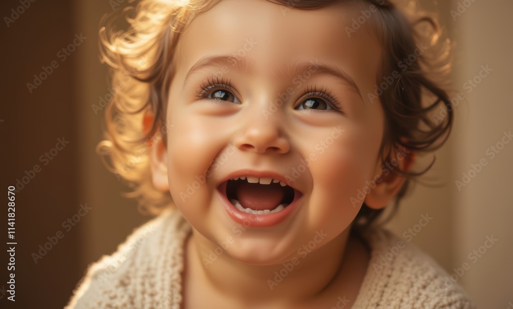 Joyful toddler with curly hair Joyful toddler with curly hair