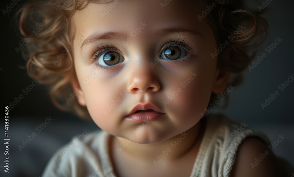 Adorable toddler with curly hair and big eyes Adorable toddler with curly hair and big eyes