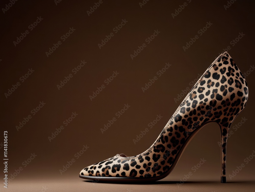Obraz premium A brown and black leopard print high heel shoe