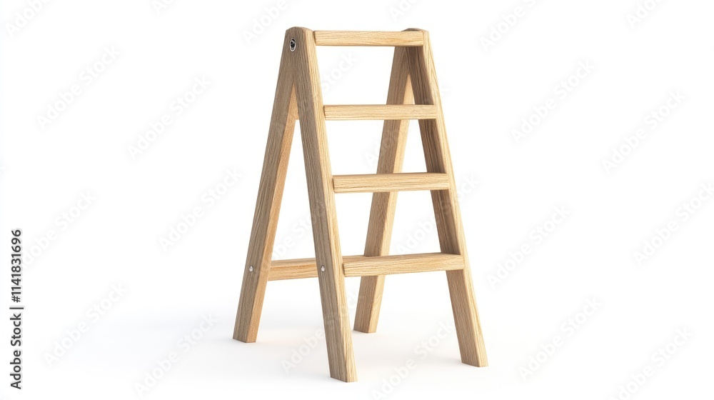 Wooden step ladder isolated on white background ideal for home improvement and DIY projects with a minimalist design and sturdy structure Wooden step ladder isolated on white background ideal for home improvement and DIY projects with a minimalist design and sturdy structure