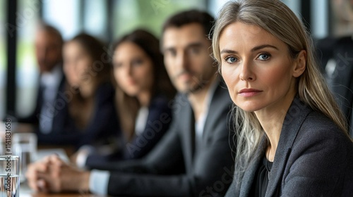 Business team applauding a colleague during an award ceremony reflecting recognition and career milestones Stock Photo with side copy space