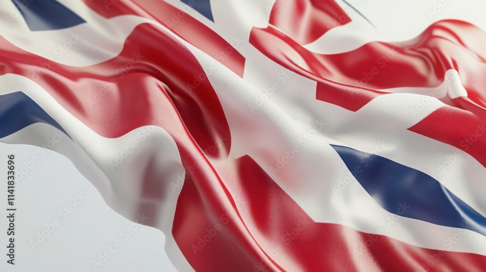 A 3D digital artwork of the London City flag displayed diagonally against a stark white background. A 3D digital artwork of the London City flag displayed diagonally against a stark white background.