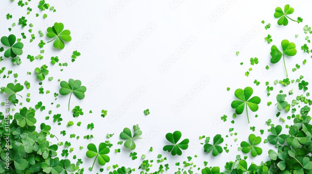 a white background with green shamrock leaves a white background with green shamrock leaves