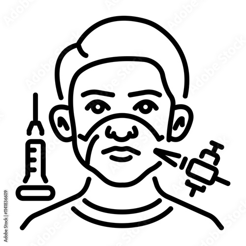 Nose surgery icon in linear style 