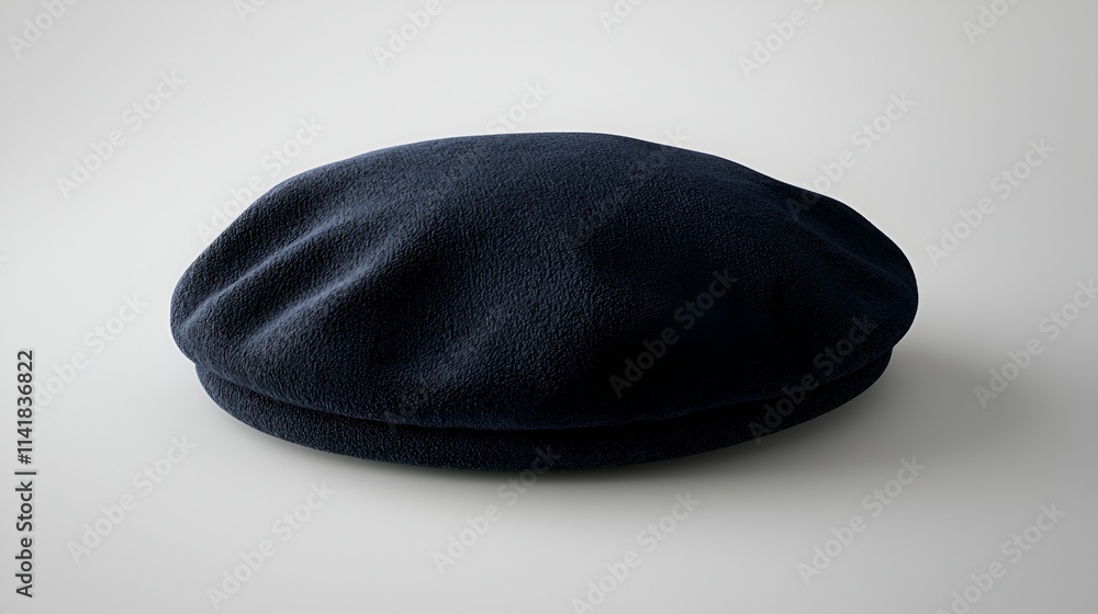 Navy Blue Flat Cap On Light Gray Background Navy Blue Flat Cap On Light Gray Background