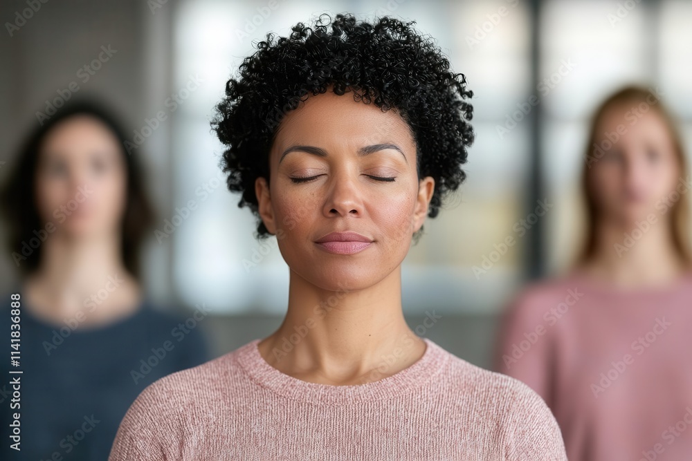 Fototapeta premium mindful living concept. A guided breathwork class helping participants release stress and tension