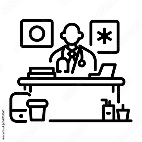 A linear icon of doctor office 
