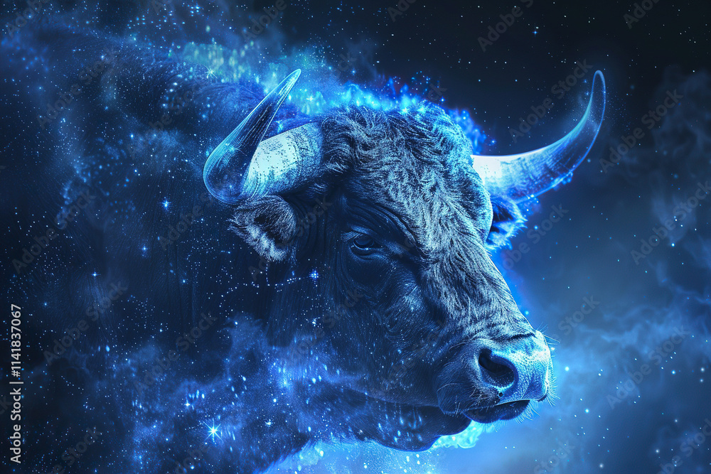 Naklejka premium Astrological composition with concept of Taurus zodiac sign symbol