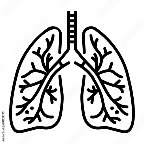 Lungs icon in linear style 