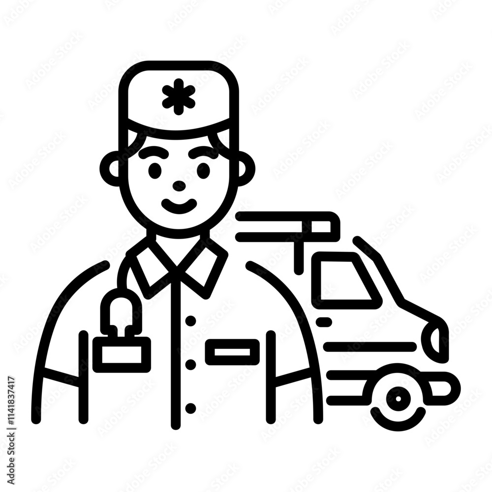 Paramedic icon in linear style Paramedic icon in linear style