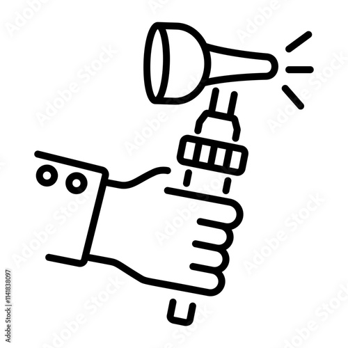 A linear icon of an otoscope 
