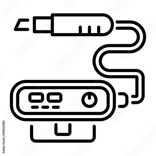 A linear icon of an ultrasonic cutter 