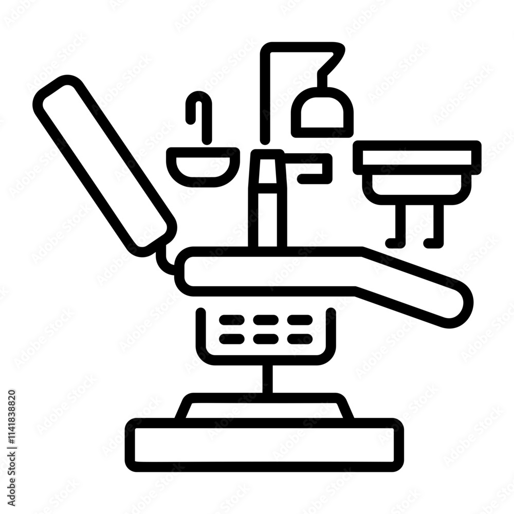 Dental chair icon in linear style Dental chair icon in linear style
