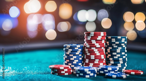 Casino Night: A stack of po...