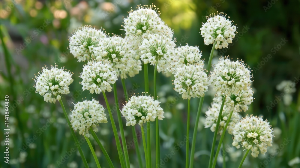 Allium oreophilum flowers in full bloom showcasing intricate details and soft colors in a vibrant garden setting Allium oreophilum flowers in full bloom showcasing intricate details and soft colors in a vibrant garden setting