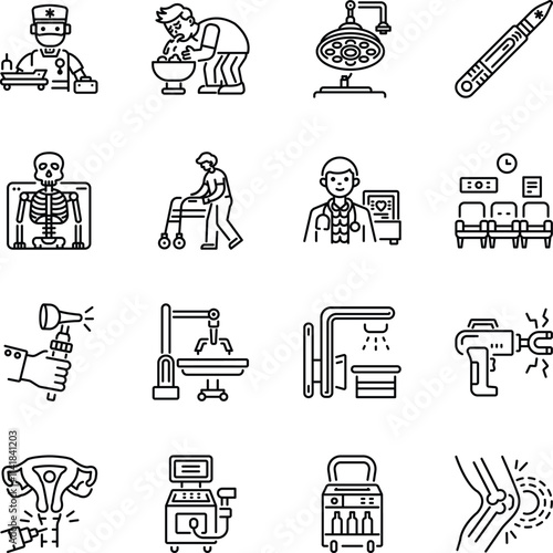 Foto Collection of Linear Style Doctor Icons