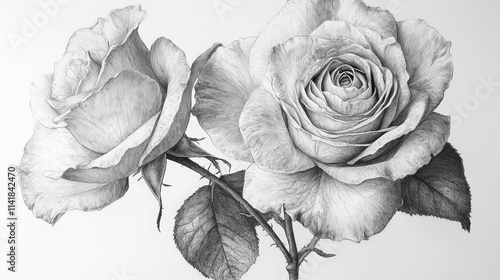 Detailed monochrome rose illustration