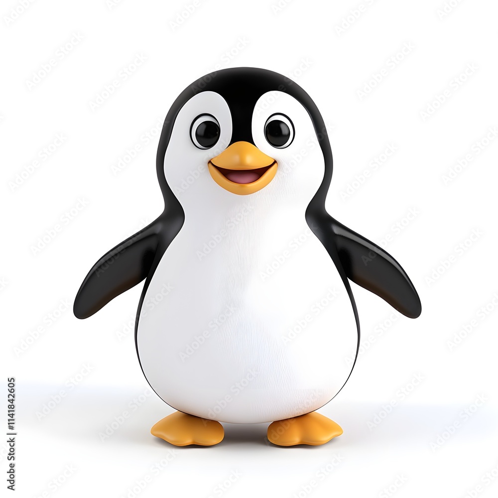 Fototapeta premium Cute and Cheerful Cartoon Penguin Character with Friendly Smile