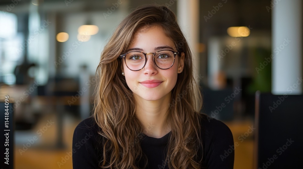 Empowered professional woman in tech office portrait modern workspace focused view inspiration Empowered professional woman in tech office portrait modern workspace focused view inspiration