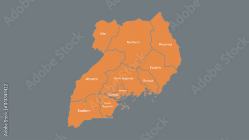 Modern Map of Uganda with Interactive Features, Flat design Uganda outline map.