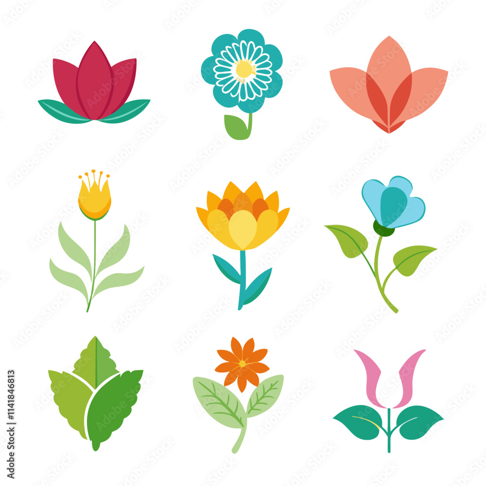 Flowers collections Set for business branding in white background Flowers collections Set for business branding in white background