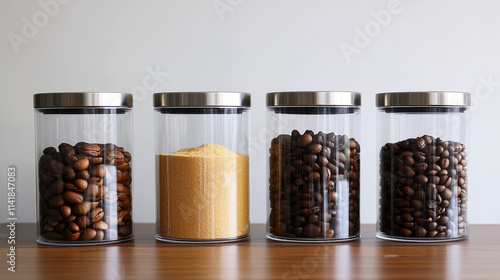 Fototapeta Naklejka Na Ścianę i Meble -  Ideal Storage for Baking Supplies, Coffee, and Snacks.